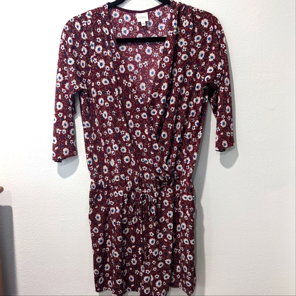 Kaileigh Burgundy Floral Wrap Romper
